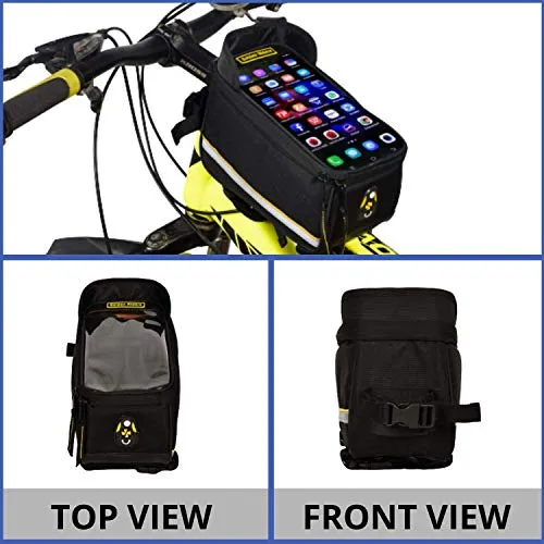 GR GOLDEN RIDERS Polyester Bicycle Front Frame/Tube Bag for Mobile Phone (Black)