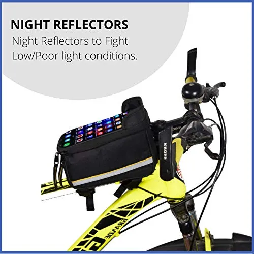 GR GOLDEN RIDERS Polyester Bicycle Front Frame/Tube Bag for Mobile Phone (Black)