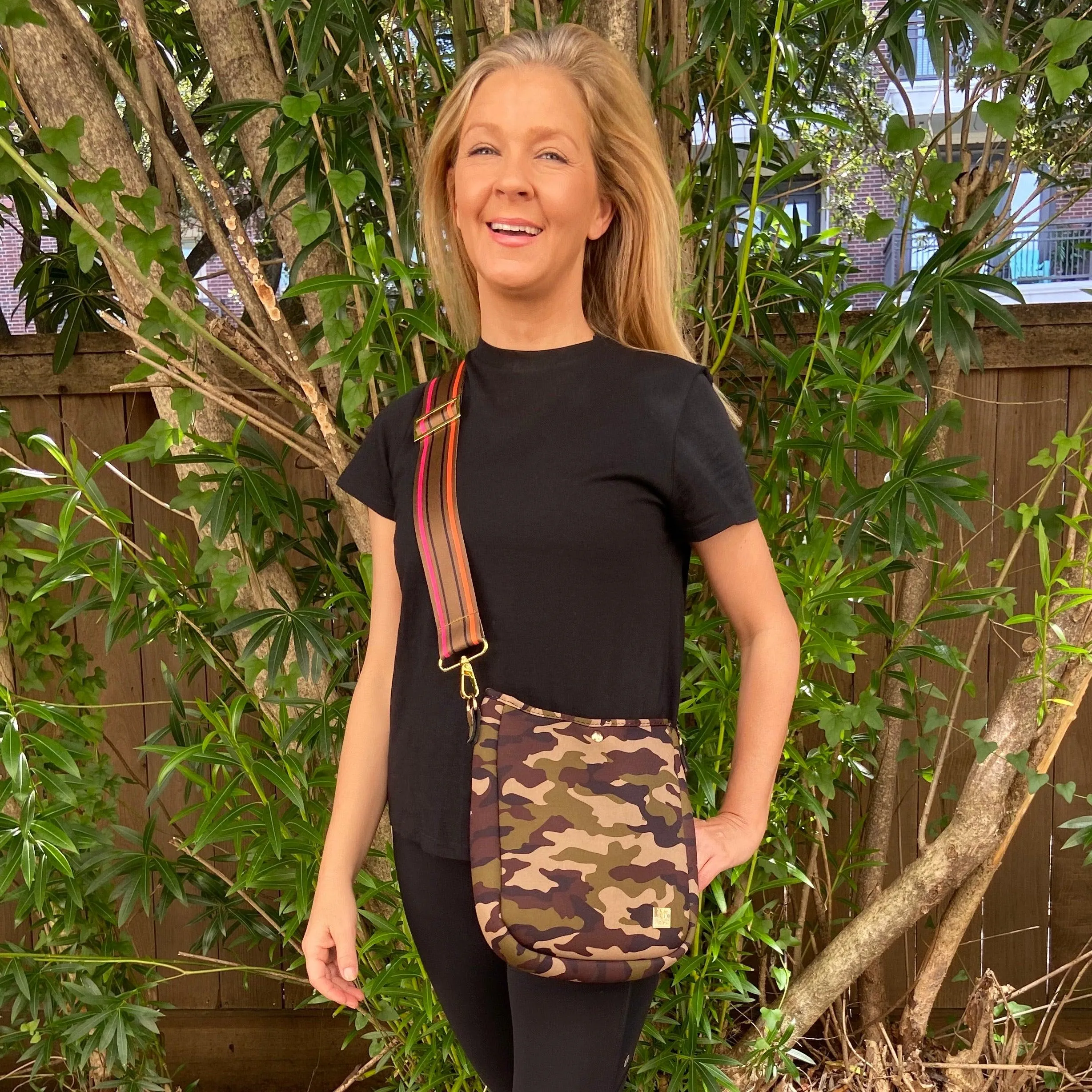 HARLIE Neoprene Camo Messenger Bag