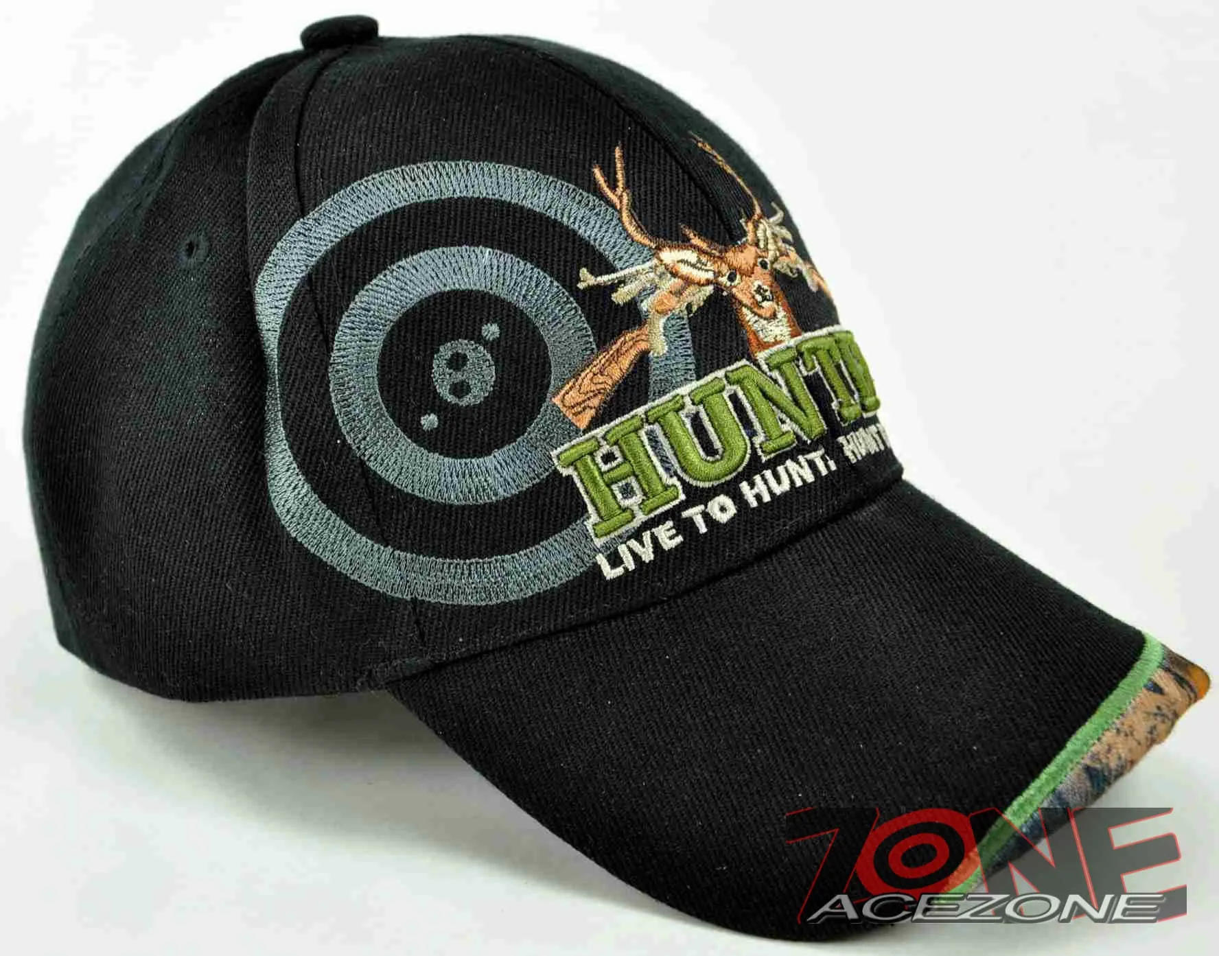 HUNTER LIVE TO HUNT DEER BUCK OUTDOOR SPORTS CAP HAT BLACK