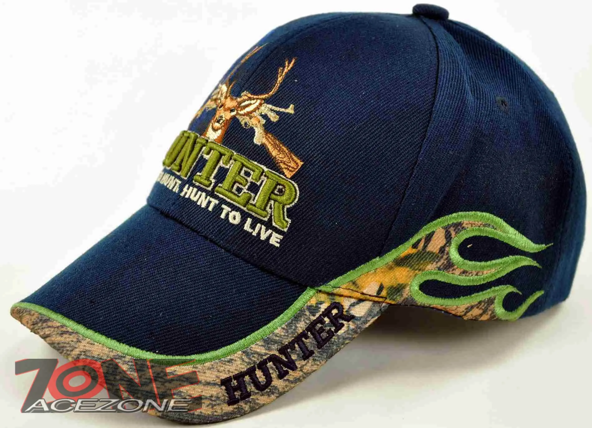 HUNTER LIVE TO HUNT DEER BUCK OUTDOOR SPORTS CAP HAT NAVY