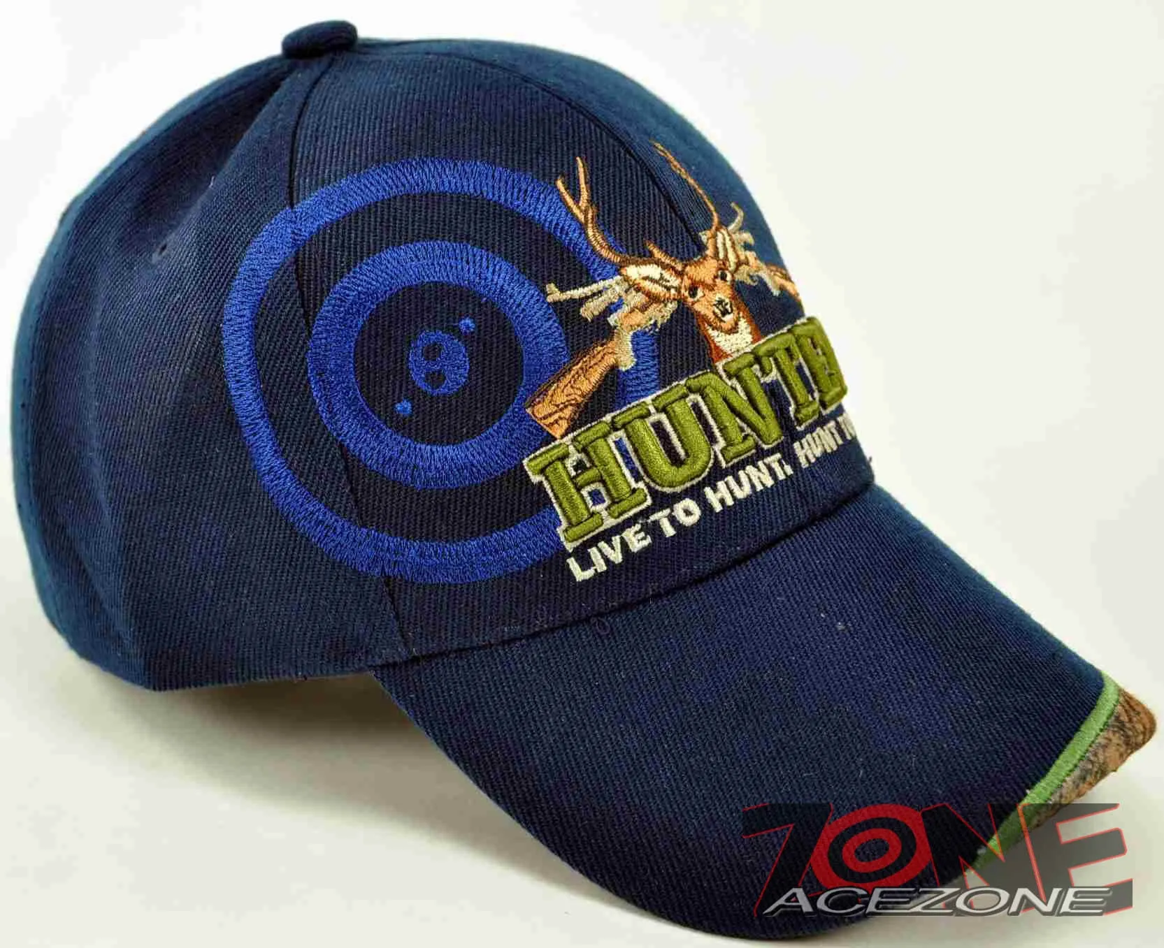 HUNTER LIVE TO HUNT DEER BUCK OUTDOOR SPORTS CAP HAT NAVY