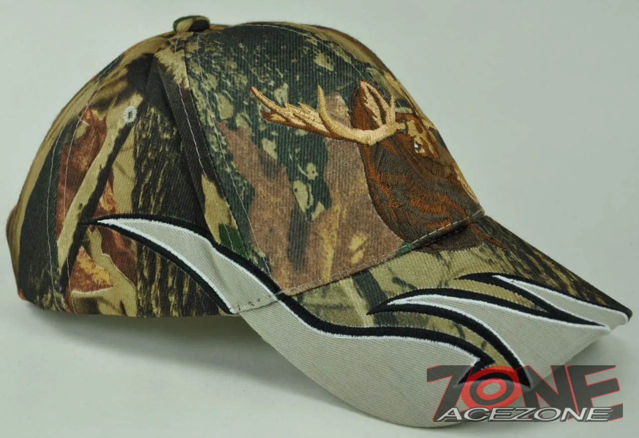 HUNTER MOOSE OUTDOOR SPORTS FLAME CAP HAT CAMO