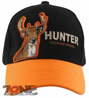 HUNTER OUTDOOR SPORT DEER CAP HAT ORANGE BLACK
