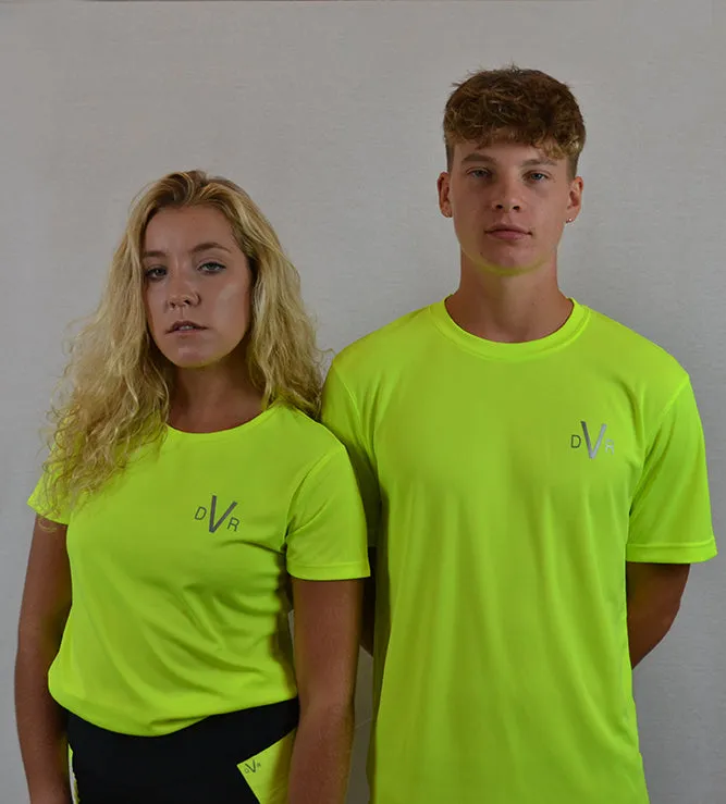Lemon fluorescent performance mesh tee with reflective