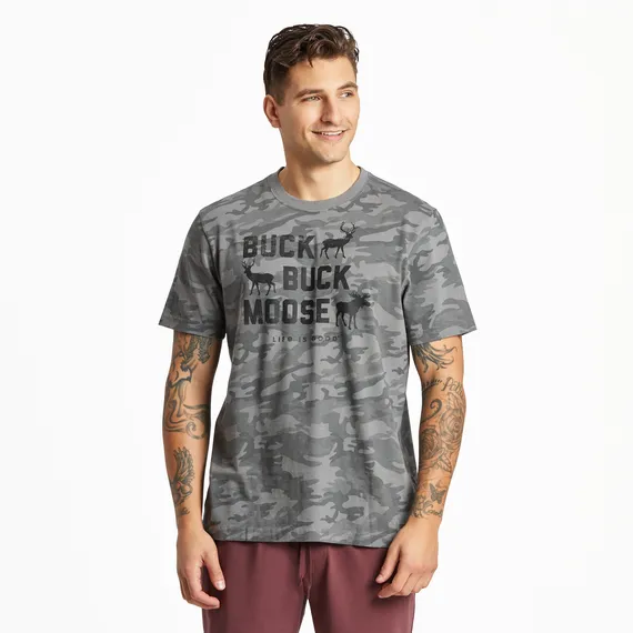 Life is Good Men's Buck Buck Moose Allover Printed Crusher Tee