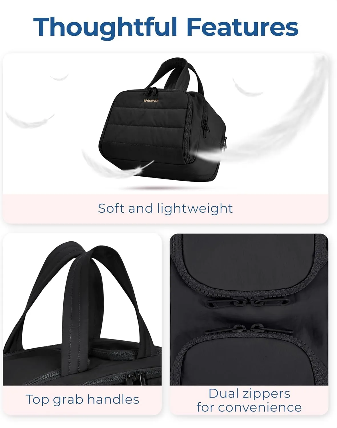 Lightweight Wide-open Travel Toiletry Bag for Women with Handle