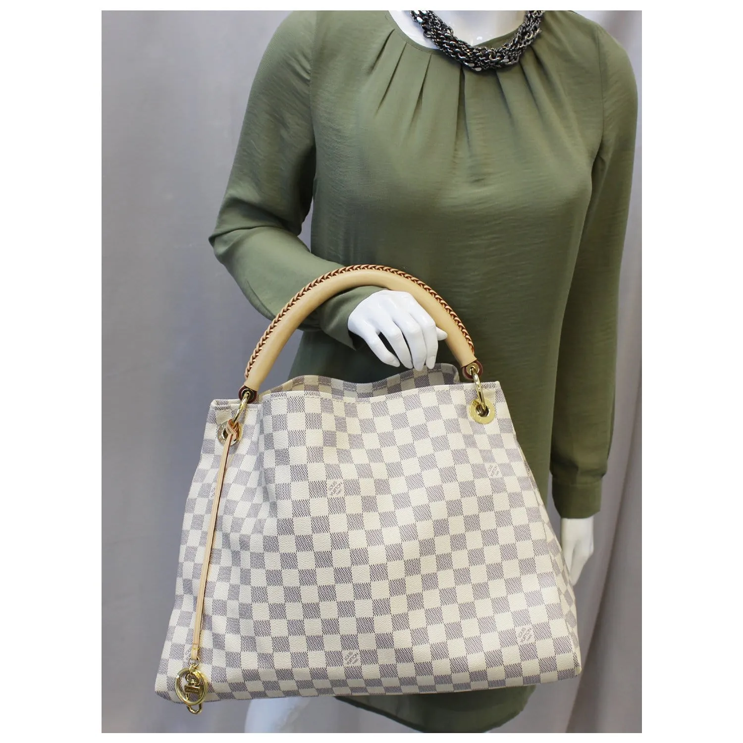 LOUIS VUITTON Artsy MM Damier Azur Shoulder Bag White