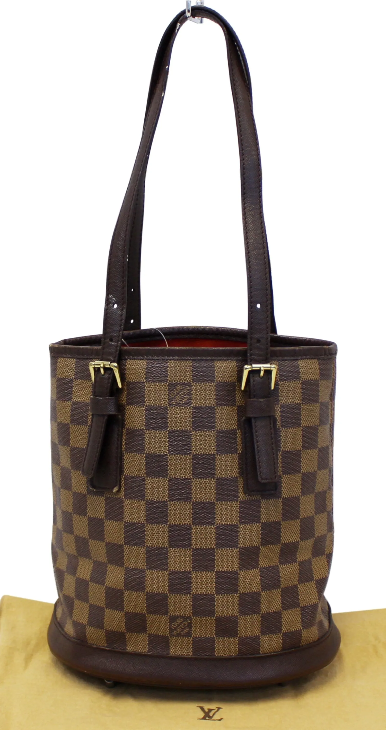 LOUIS VUITTON Damier Ebene Brown Marais Bucket Shoulder Bag - Final Call