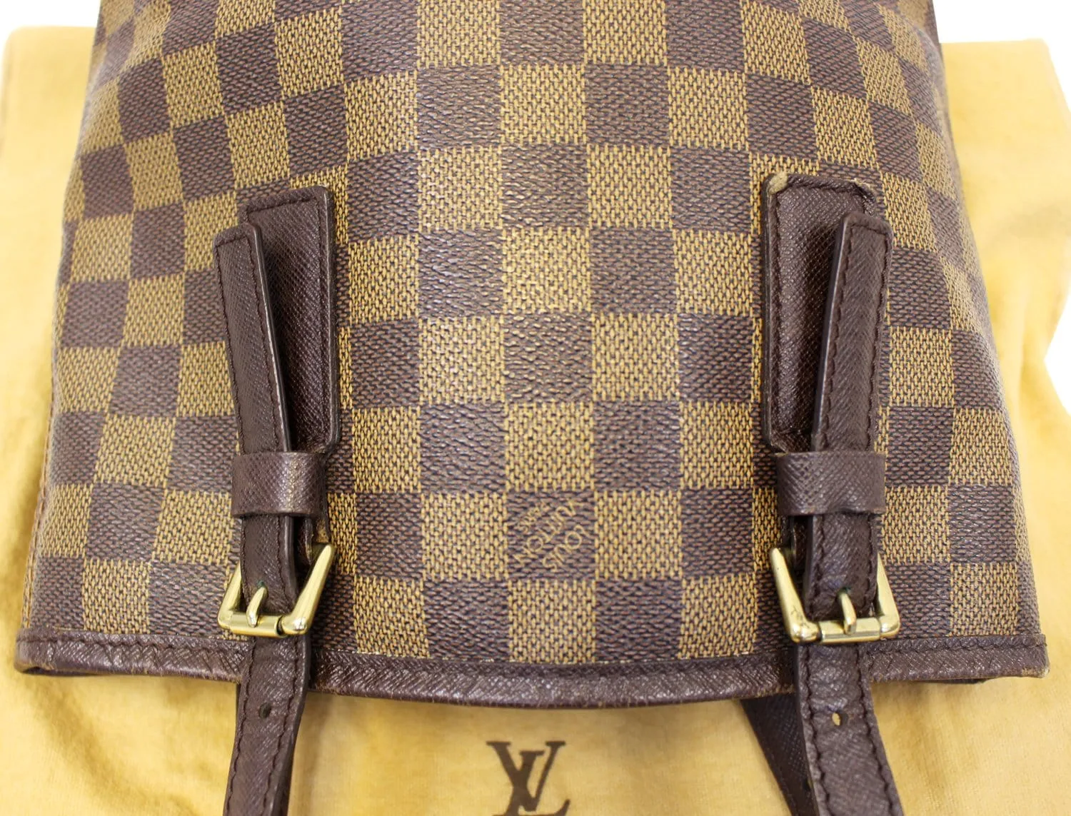 LOUIS VUITTON Damier Ebene Brown Marais Bucket Shoulder Bag - Final Call