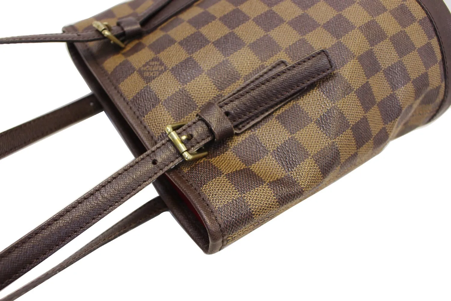 LOUIS VUITTON Damier Ebene Brown Marais Bucket Shoulder Bag