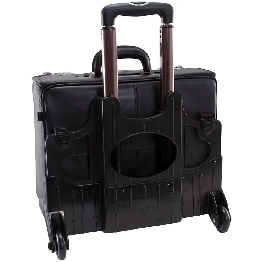 McKlein USA Sheridan 17" Leather Patented Detachable -Wheeled Catalog Briefcase
