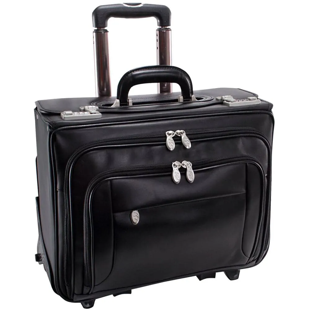 McKlein USA Sheridan 17" Leather Patented Detachable -Wheeled Catalog Briefcase