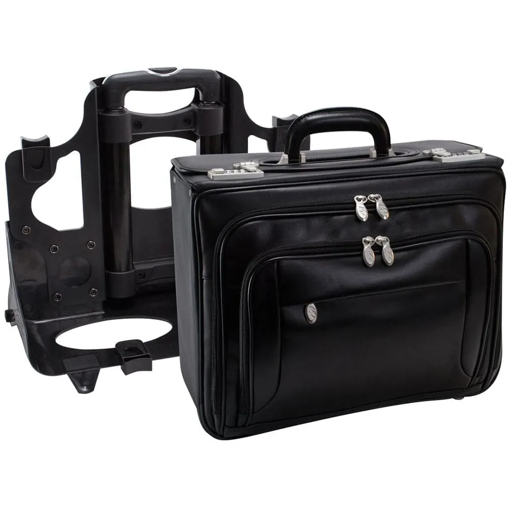 McKlein USA Sheridan 17" Leather Patented Detachable -Wheeled Catalog Briefcase