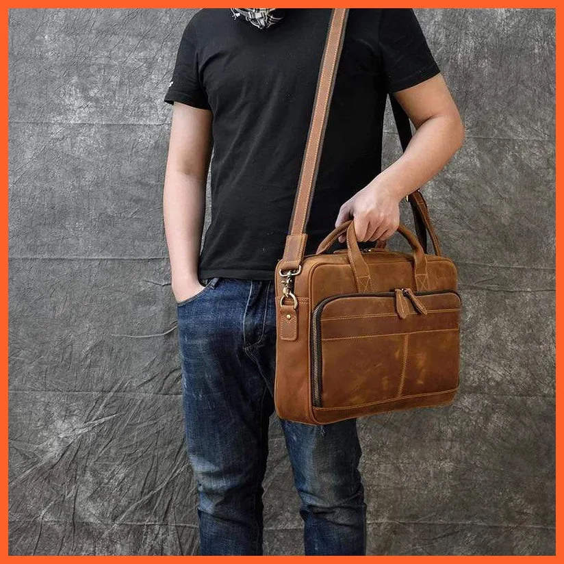 Men Briefcase Leather Hand Bag