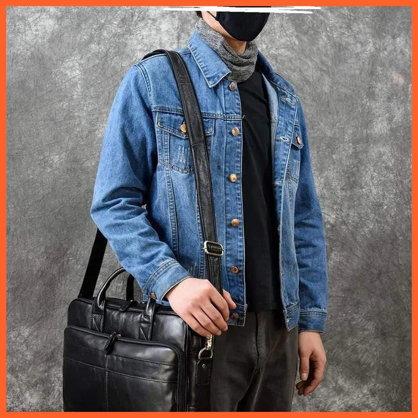 Men Briefcase Leather Hand Bag