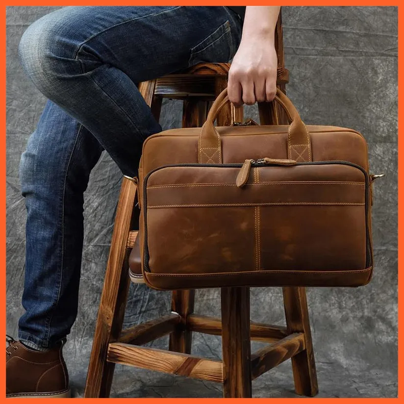Men Briefcase Leather Hand Bag
