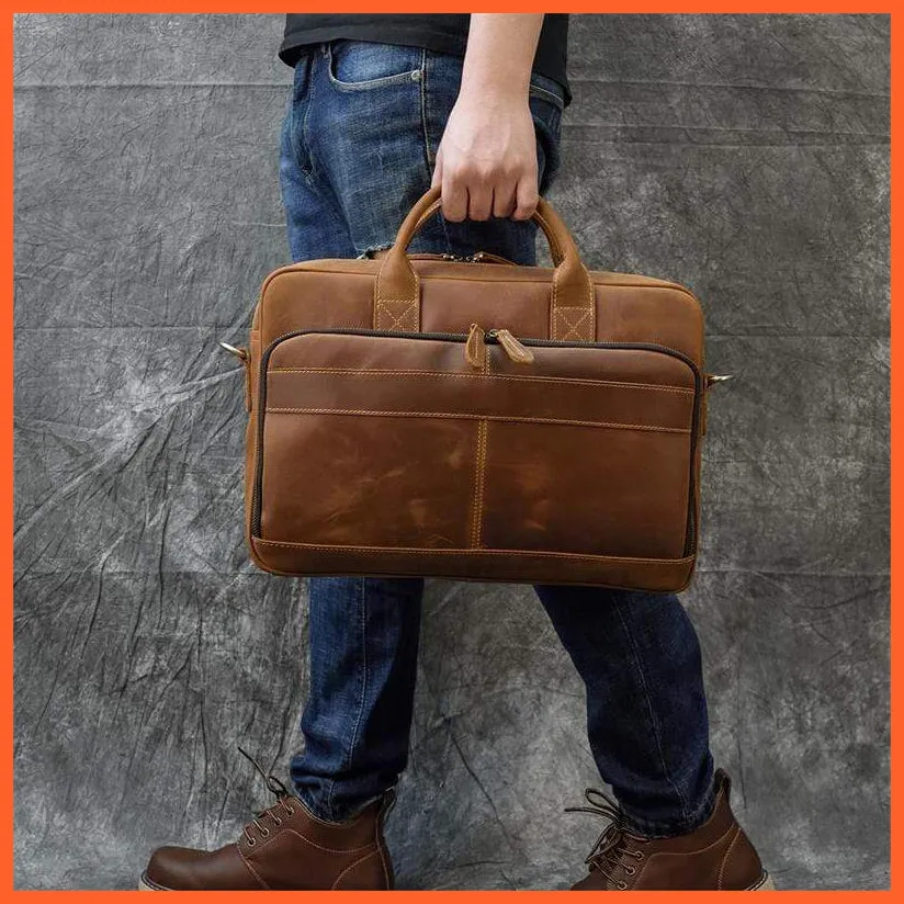 Men Briefcase Leather Hand Bag