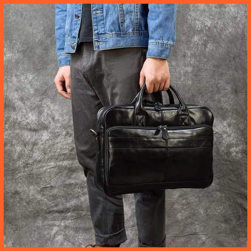 Men Briefcase Leather Hand Bag