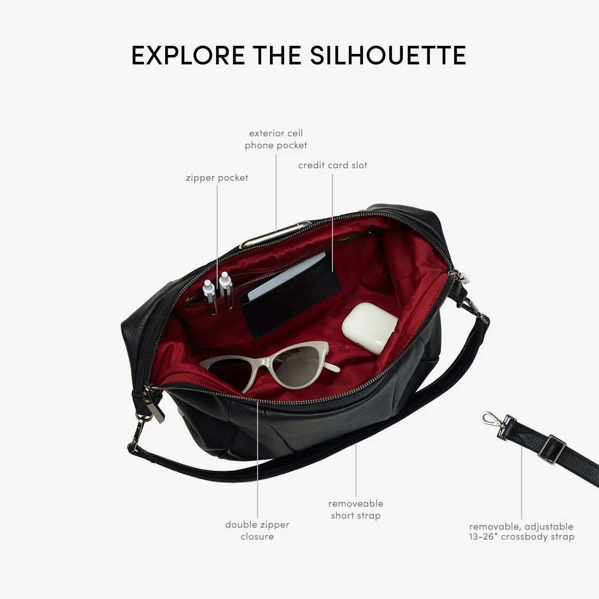 Morgan | Black/Brushed Gold Red Zip