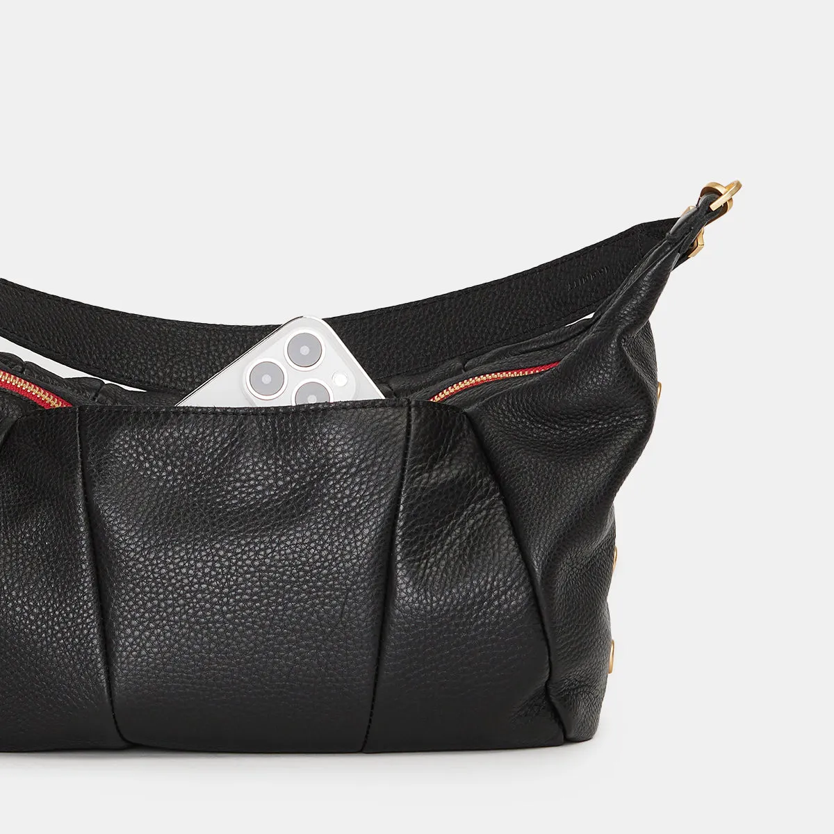 Morgan | Black/Brushed Gold Red Zip