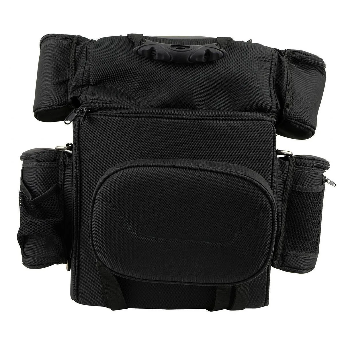 MP8180 Medium Black '5 Pocket' Motorcycle Textile Double Barrel Sissy Bar Bag