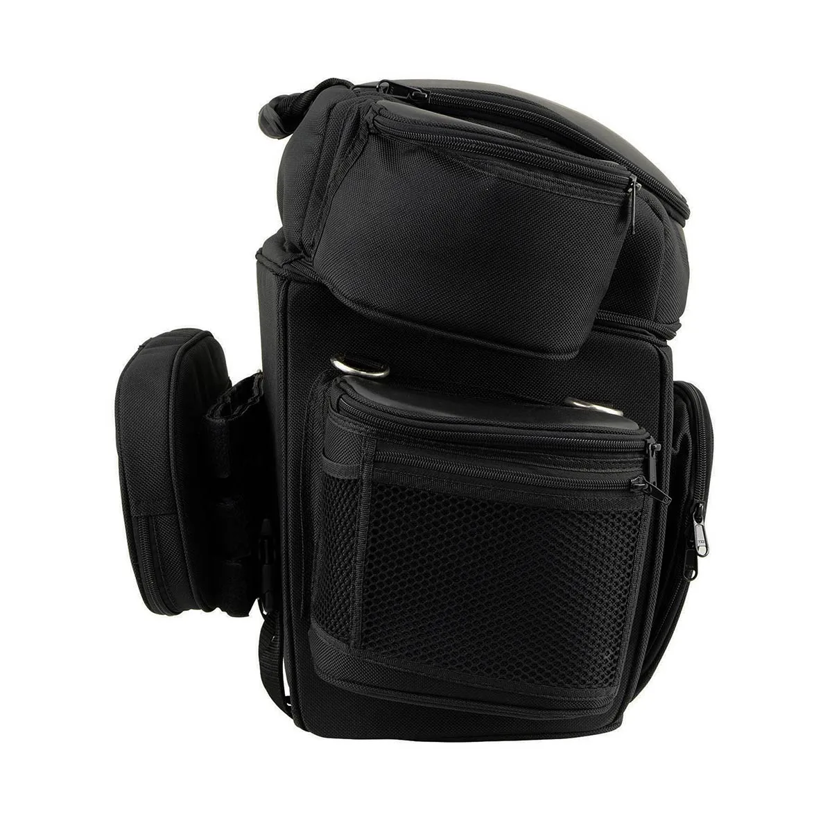 MP8180 Medium Black '5 Pocket' Motorcycle Textile Double Barrel Sissy Bar Bag