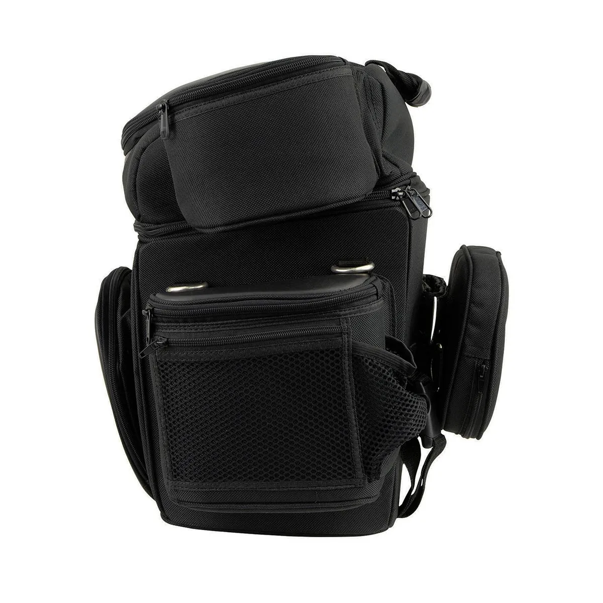 MP8180 Medium Black '5 Pocket' Motorcycle Textile Double Barrel Sissy Bar Bag