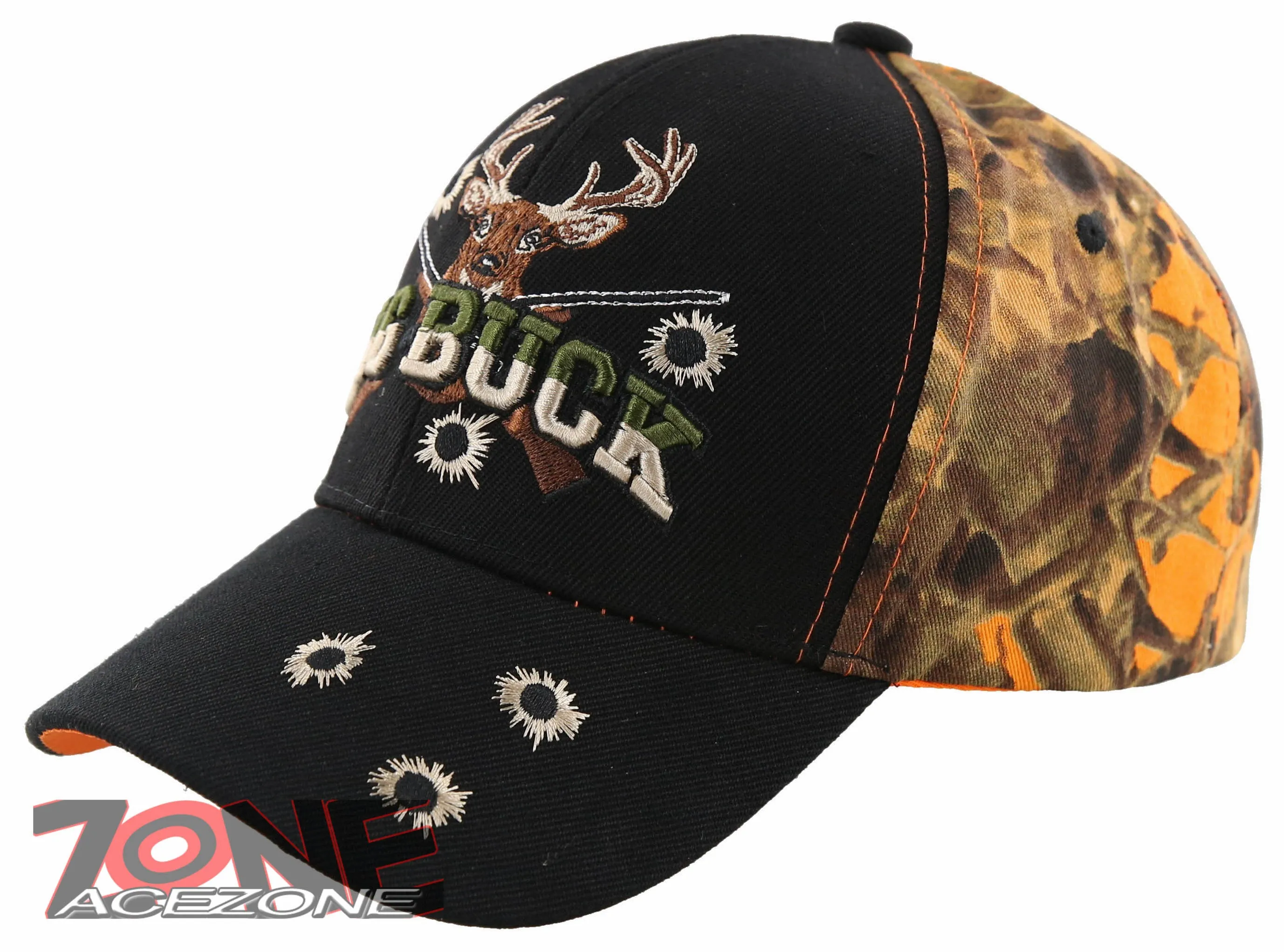 NEW! BIG BUCK HUNTER HUNT DEER BUCK OUTDOOR SPORTS CAP HAT BLACK ORANGE CAMO