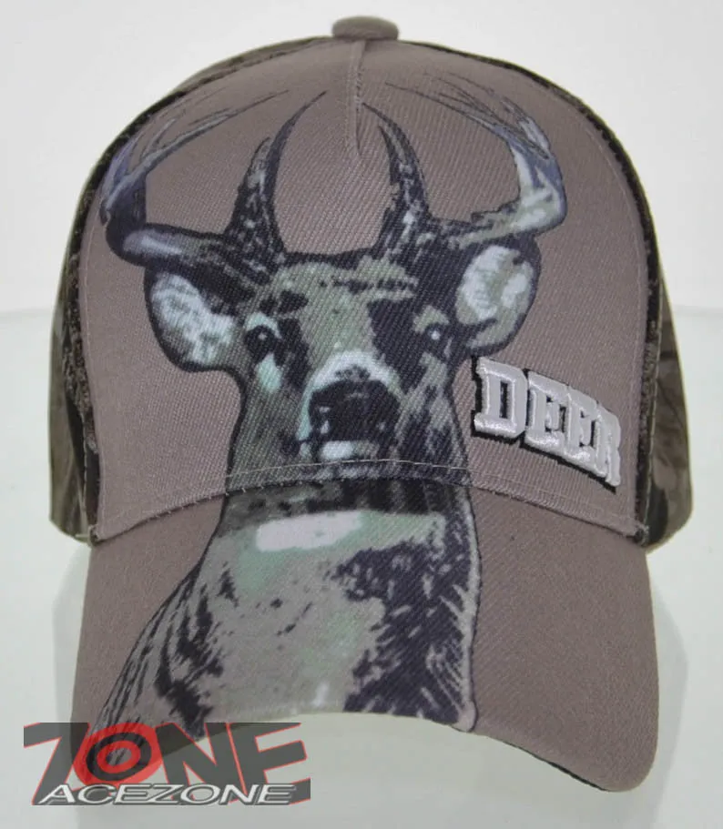 NEW! BIG DEER PRINT HUNTER DEER BUCK OUTDOOR SPORTS CAP HAT CAMO TAN