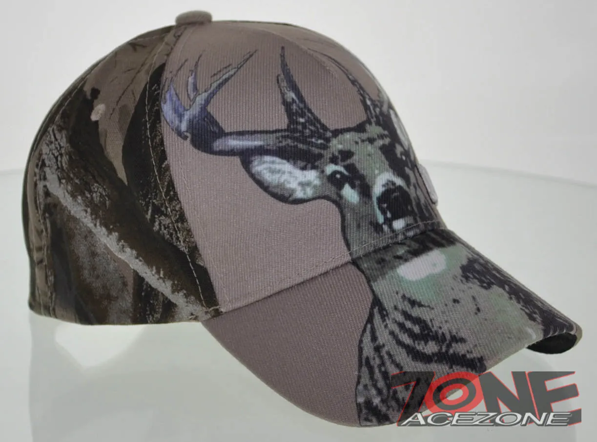 NEW! BIG DEER PRINT HUNTER DEER BUCK OUTDOOR SPORTS CAP HAT CAMO TAN