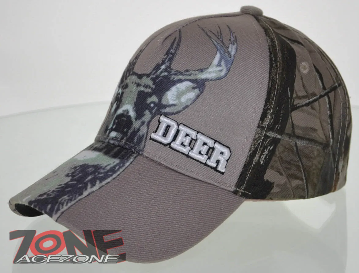 NEW! BIG DEER PRINT HUNTER DEER BUCK OUTDOOR SPORTS CAP HAT CAMO TAN