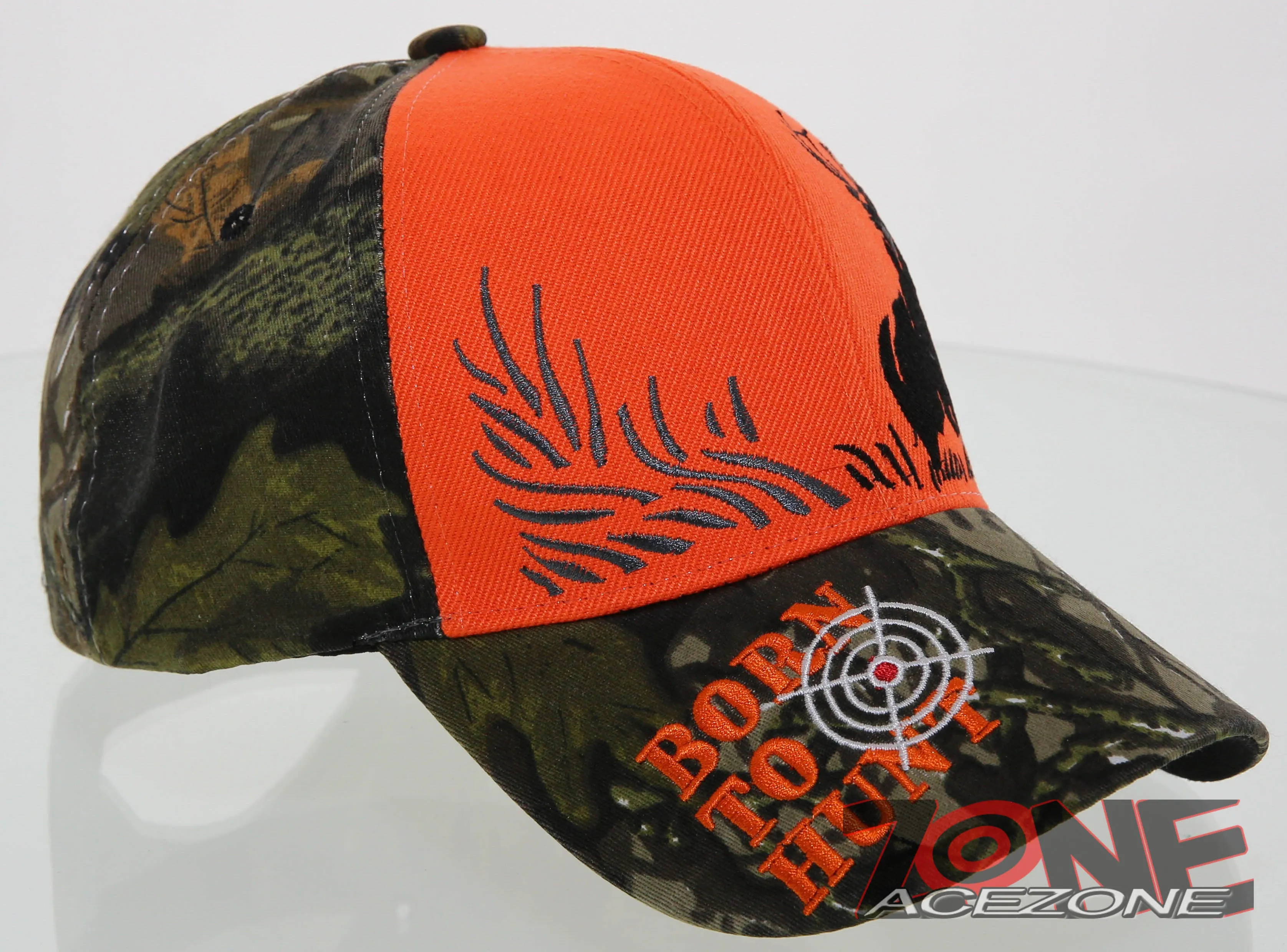 NEW! BULL ELK HUNTING BORN TO HUNT ORANGE CAMO CAP HAT