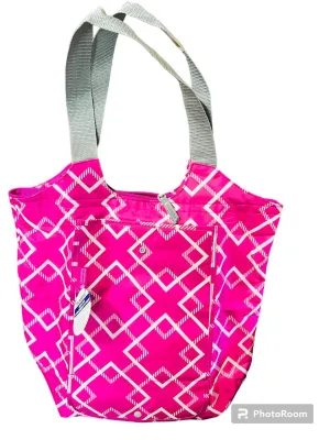 New California Innovations Market Tote! Insulated leak-resistant lining with Microban! Folds compact when not in use! Pink