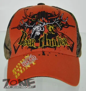 NEW! DEER HUNTER BUCK BORN TO HUNT CAP HAT ORANGE CAMO