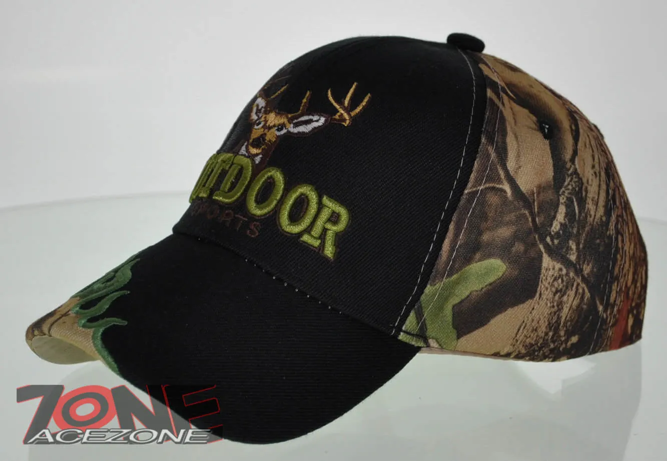 NEW! HUNTER HUNT DEER BUCK OUTDOOR SPORTS SIDE FRAME CAP HAT BLACK