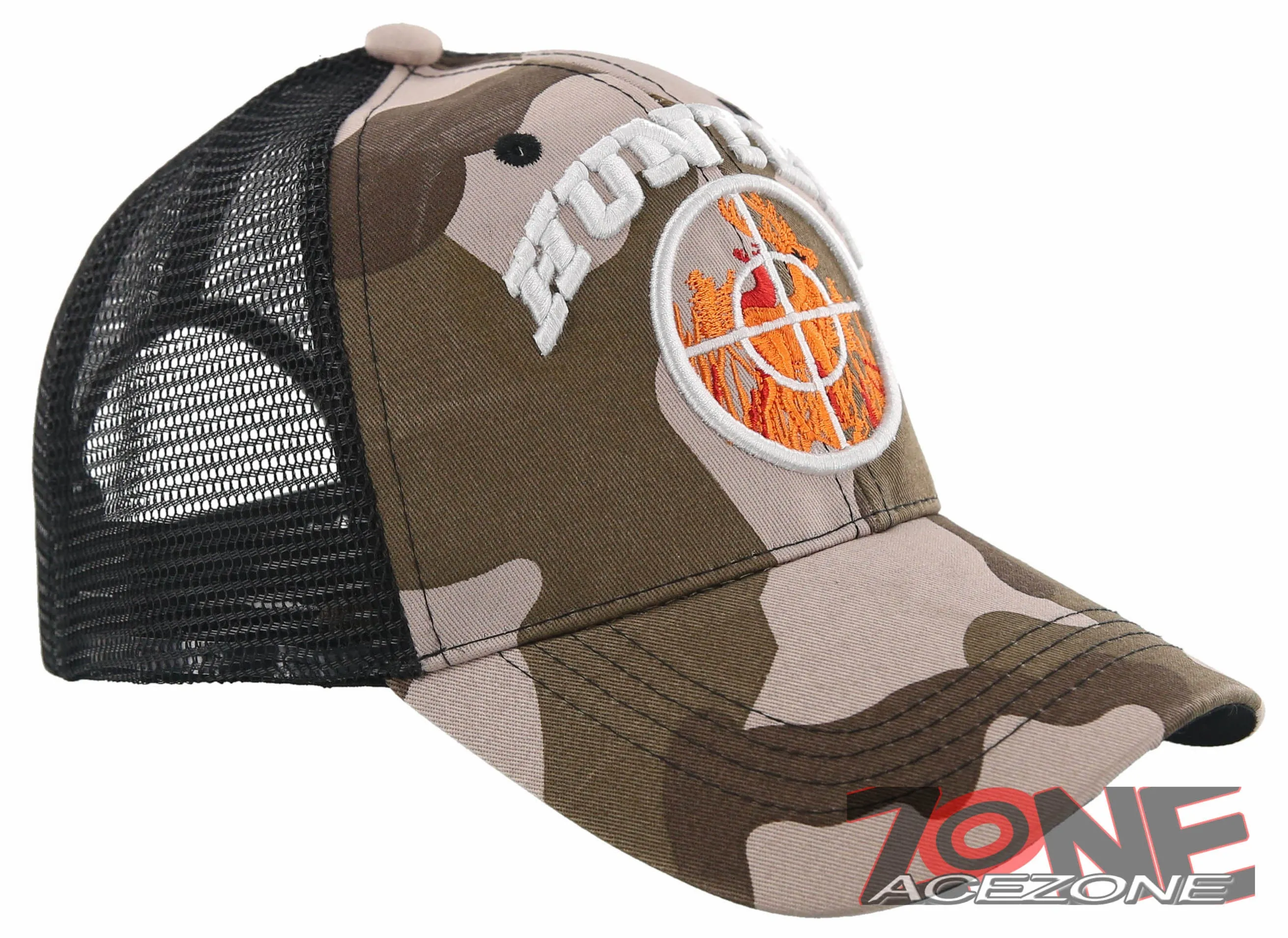 NEW! HUNTING DEER IN SCOPE OUTDOOR SPORTS BACK MESH BALL CAP HAT BROWN CAMO
