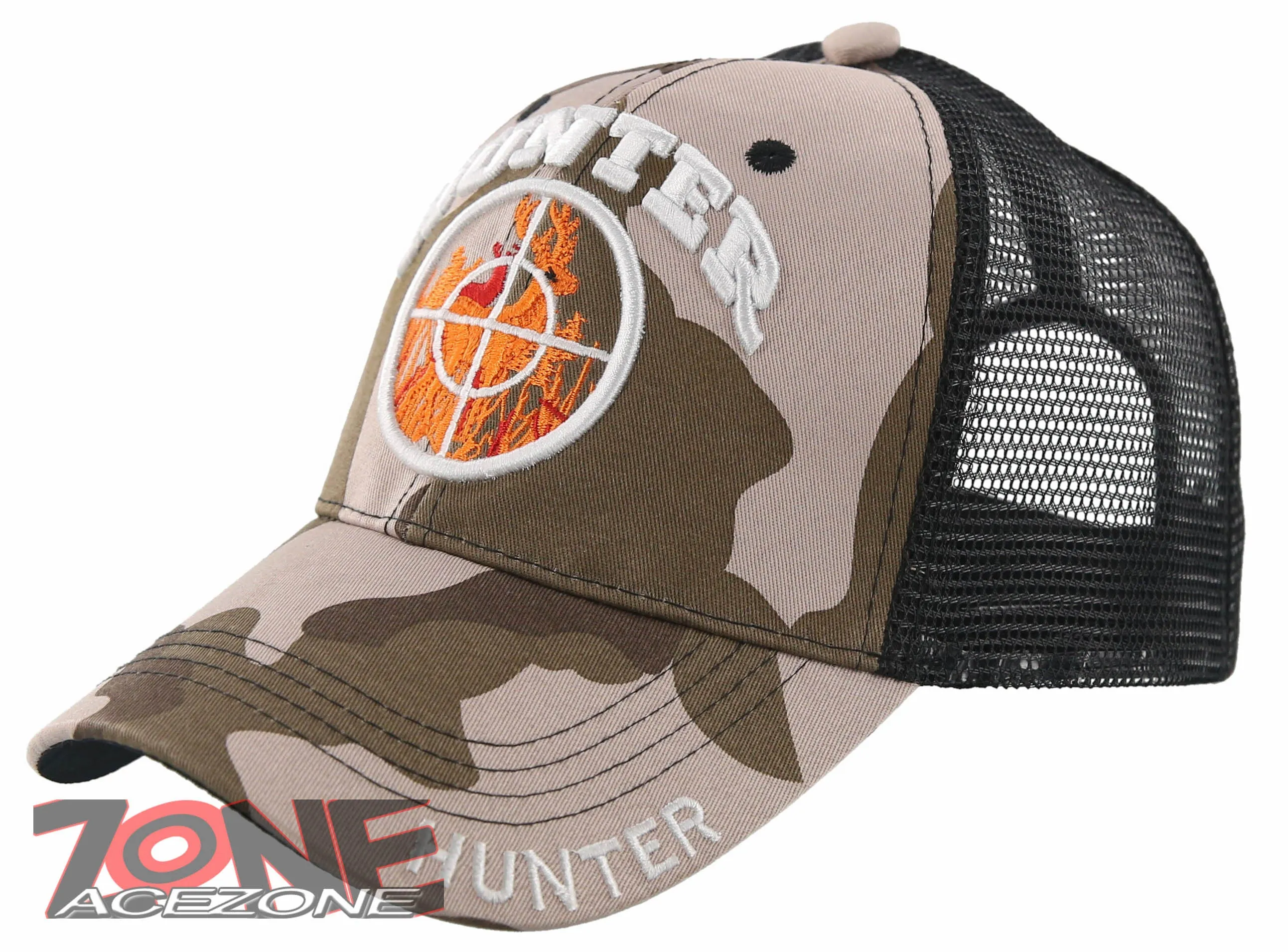 NEW! HUNTING DEER IN SCOPE OUTDOOR SPORTS BACK MESH BALL CAP HAT BROWN CAMO
