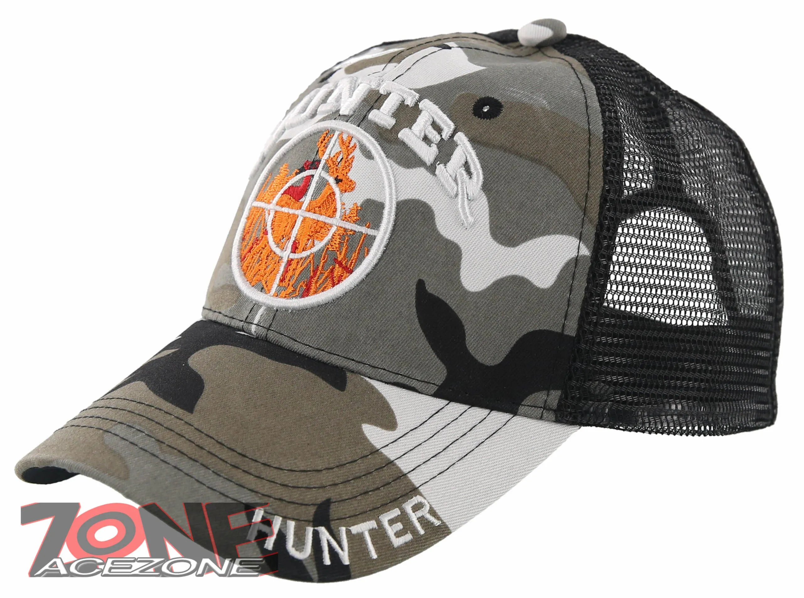 NEW! HUNTING DEER IN SCOPE OUTDOOR SPORTS BACK MESH BALL CAP HAT GRAY CAMO