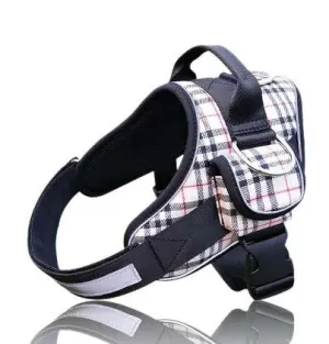 Pet Safe Chest Strap- Plaid Harness with Attach Storage Bag