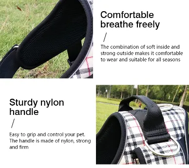 Pet Safe Chest Strap- Plaid Harness with Attach Storage Bag