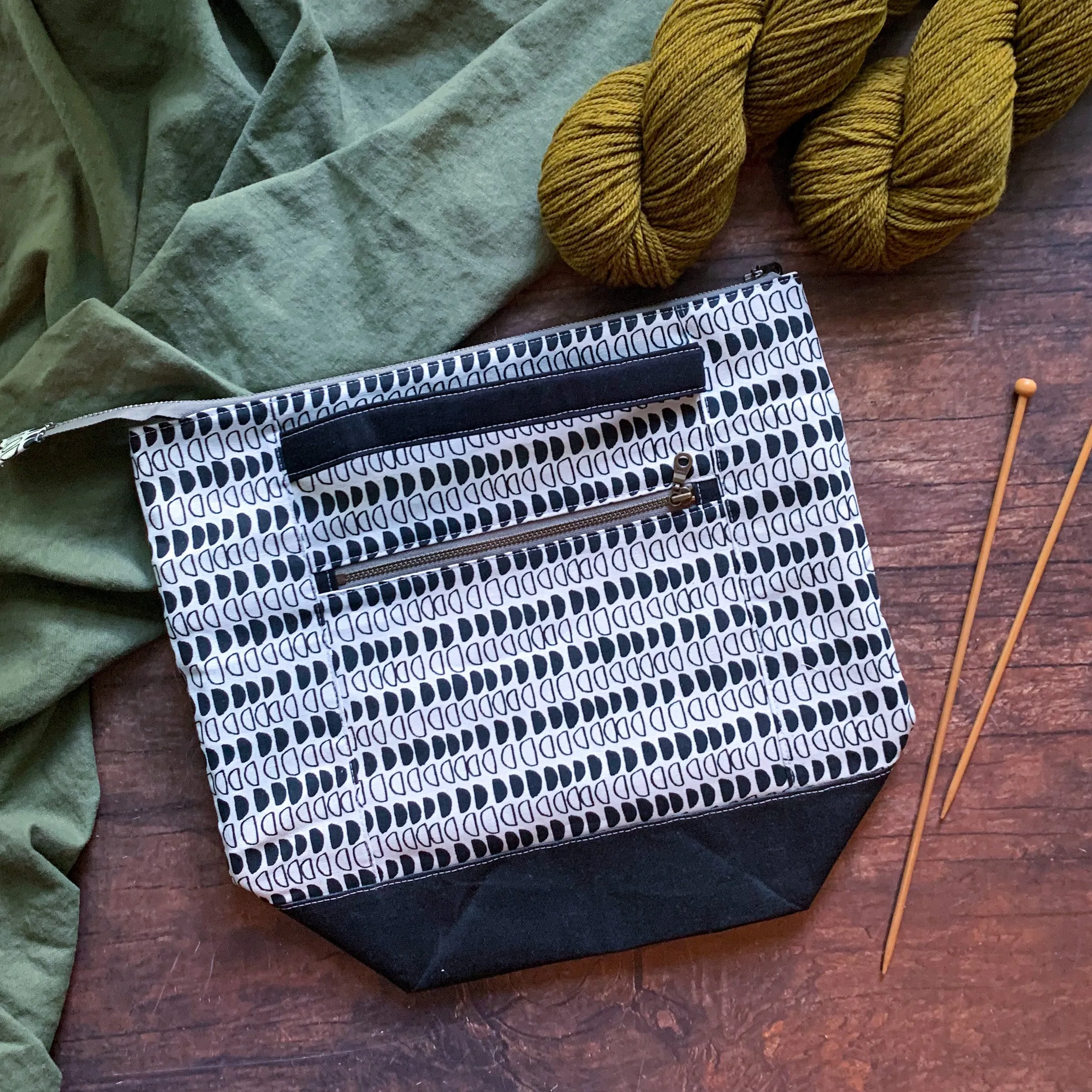 *Phases of the Moon*  Zippered Knitting Project Bag- *In Person*
