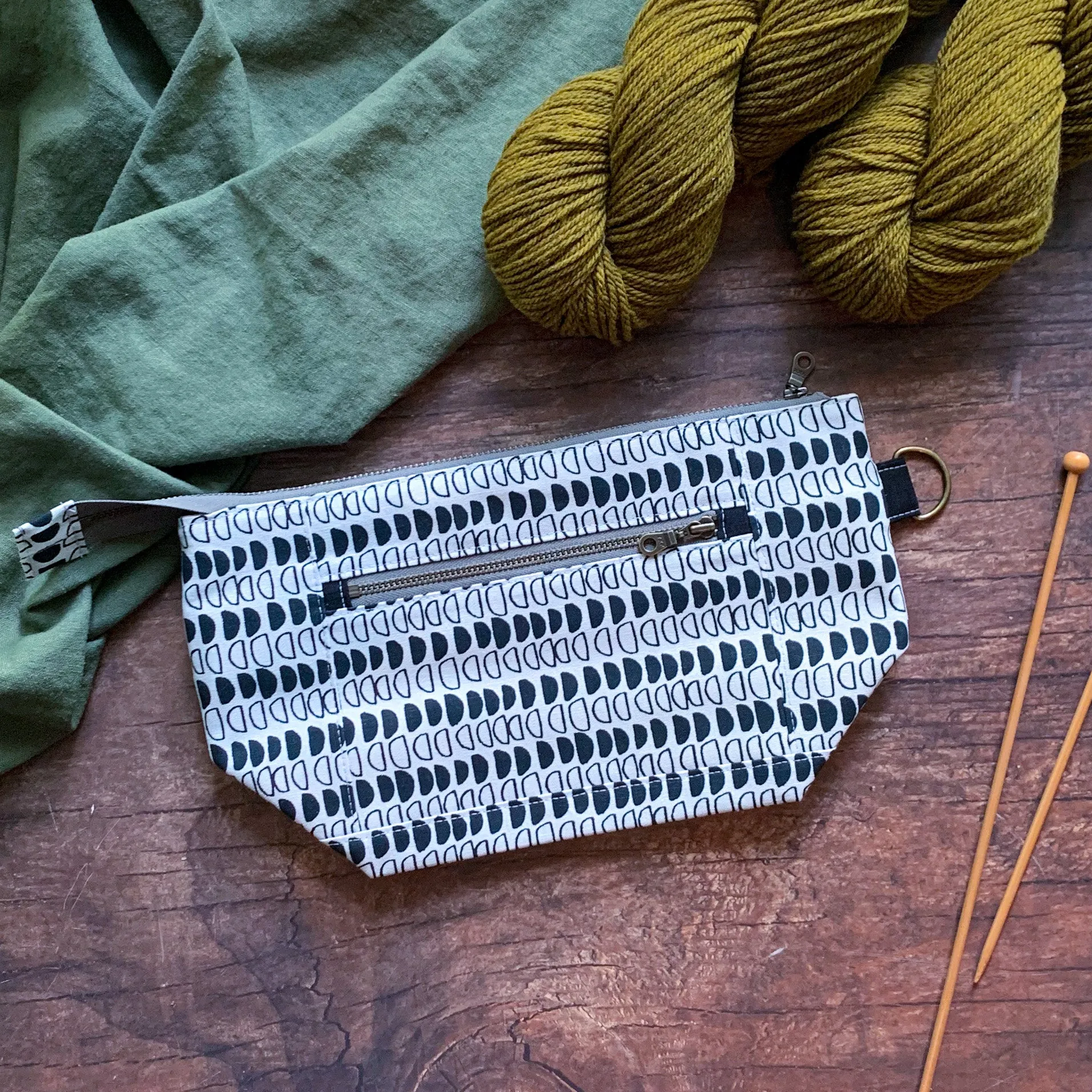 *Phases of the Moon*  Zippered Knitting Project Bag- *In Person*