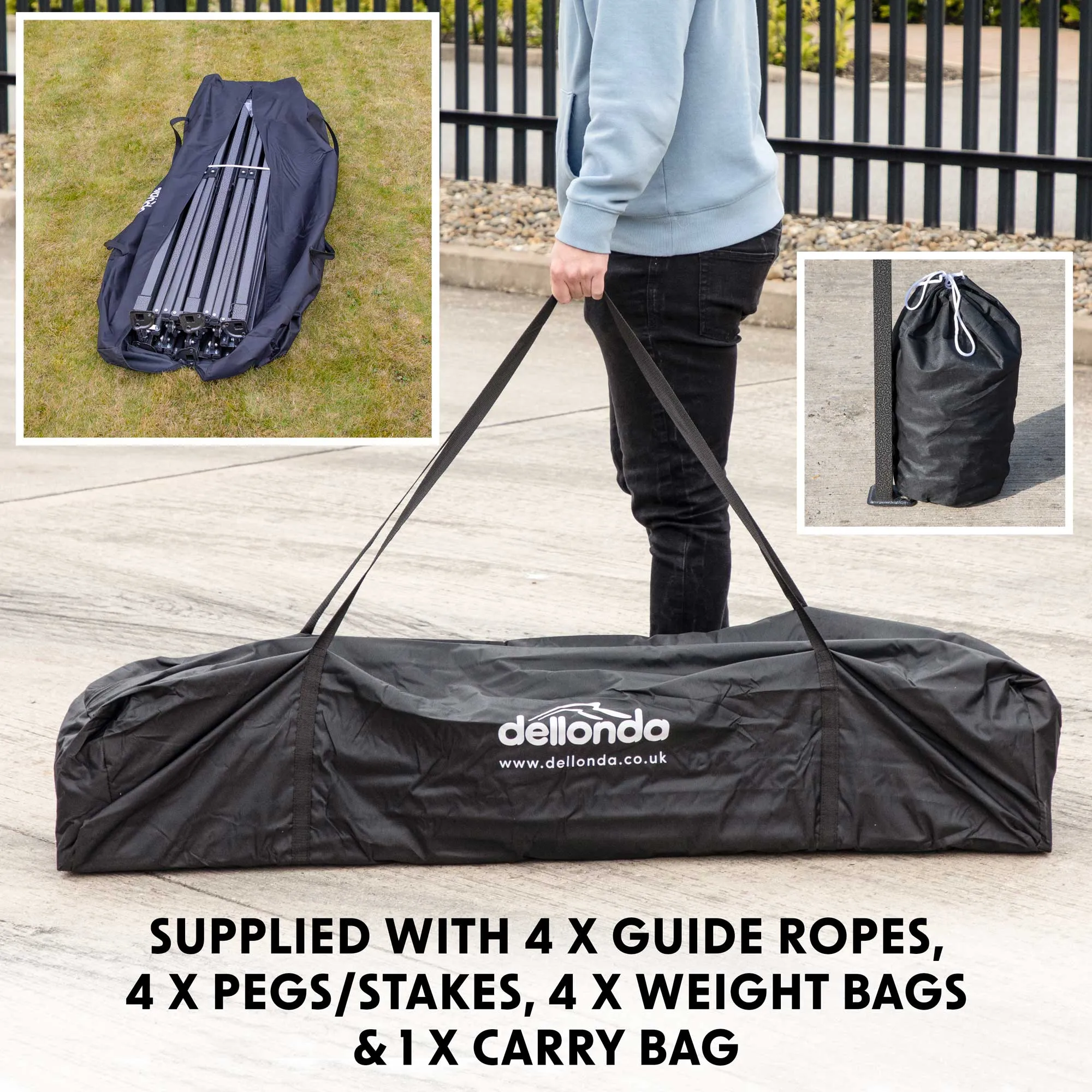 Premium 2x2m Pop-Up Gazebo & Side Walls, Water Resistant with Carry Bag, Stakes & Weight Bags - Blue - DG161
