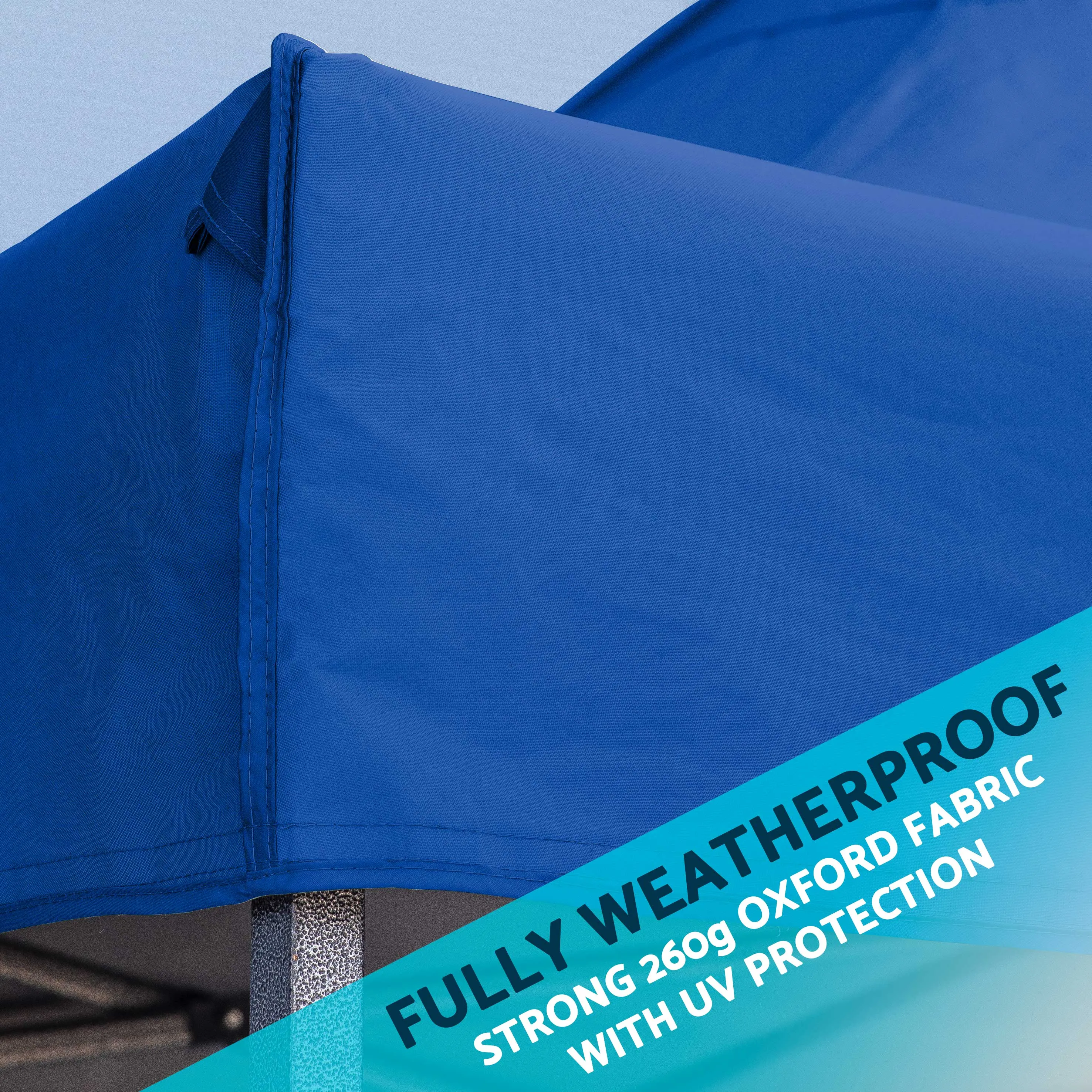 Premium 2x2m Pop-Up Gazebo & Side Walls, Water Resistant with Carry Bag, Stakes & Weight Bags - Blue - DG161