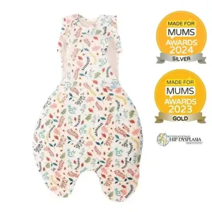 Purflo Swaddle To Sleep Bag 2.5 TOG 0-4 Month Lightweight - Botanical (2 Pack)