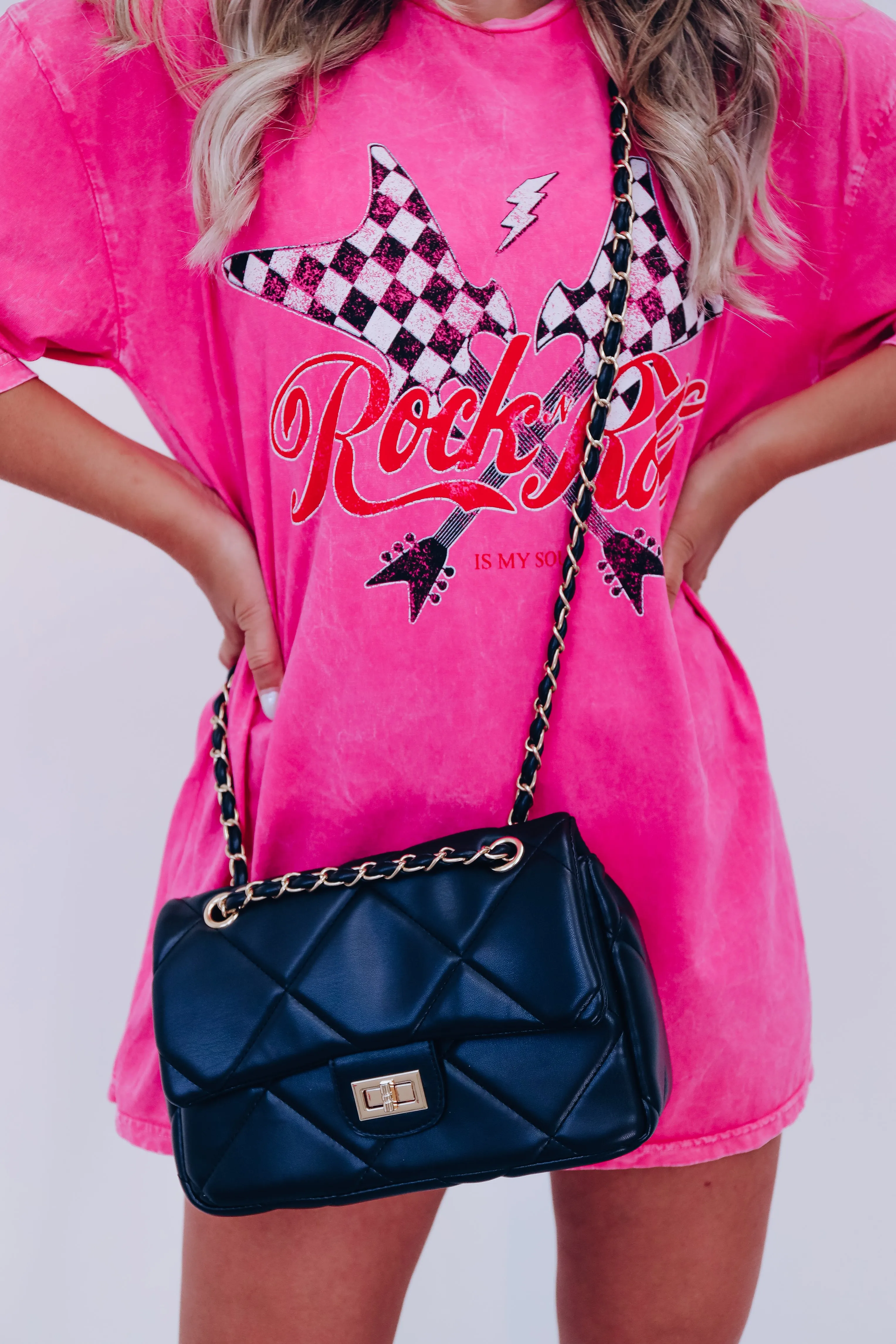 Queena Quilted Crossbody - Black
