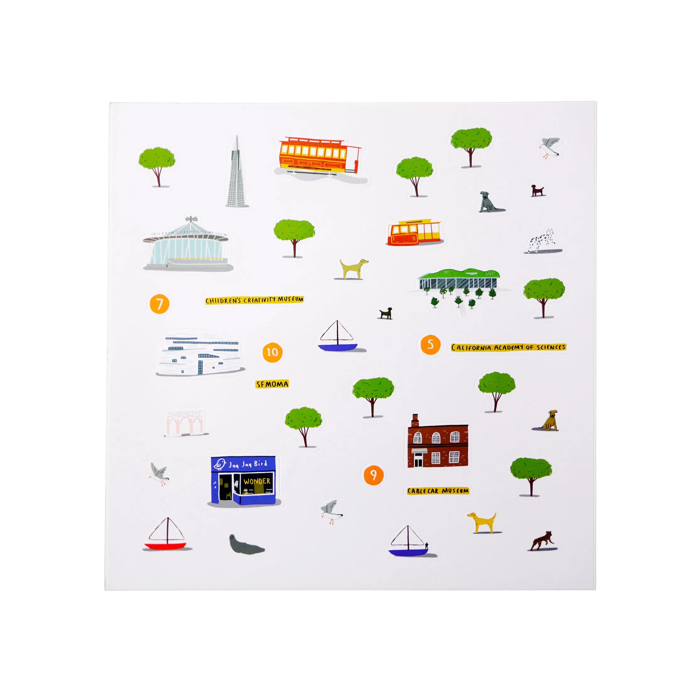 San Francisco Waterproof Stickers Activity Set Reusable Map Guide