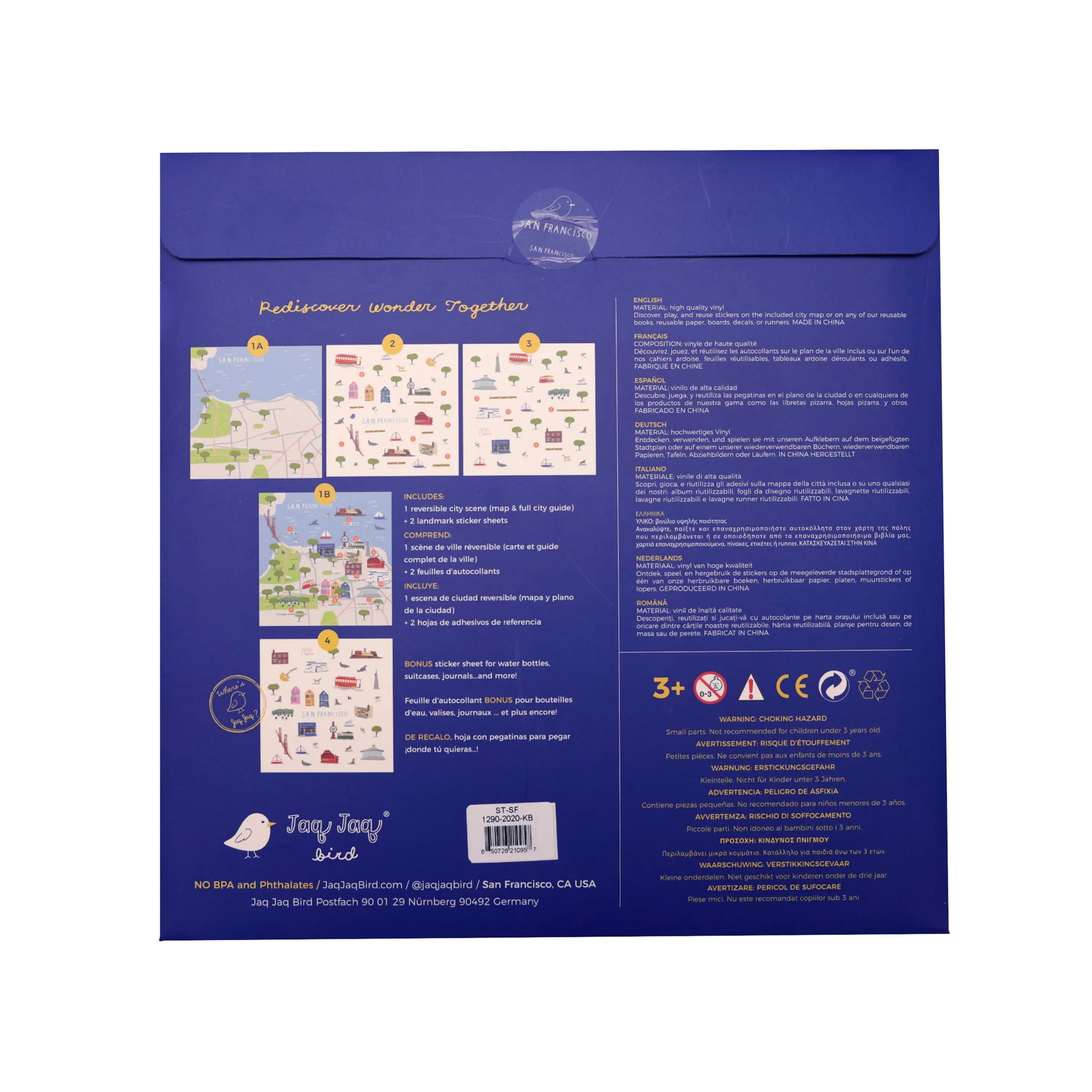 San Francisco Waterproof Stickers Activity Set Reusable Map Guide