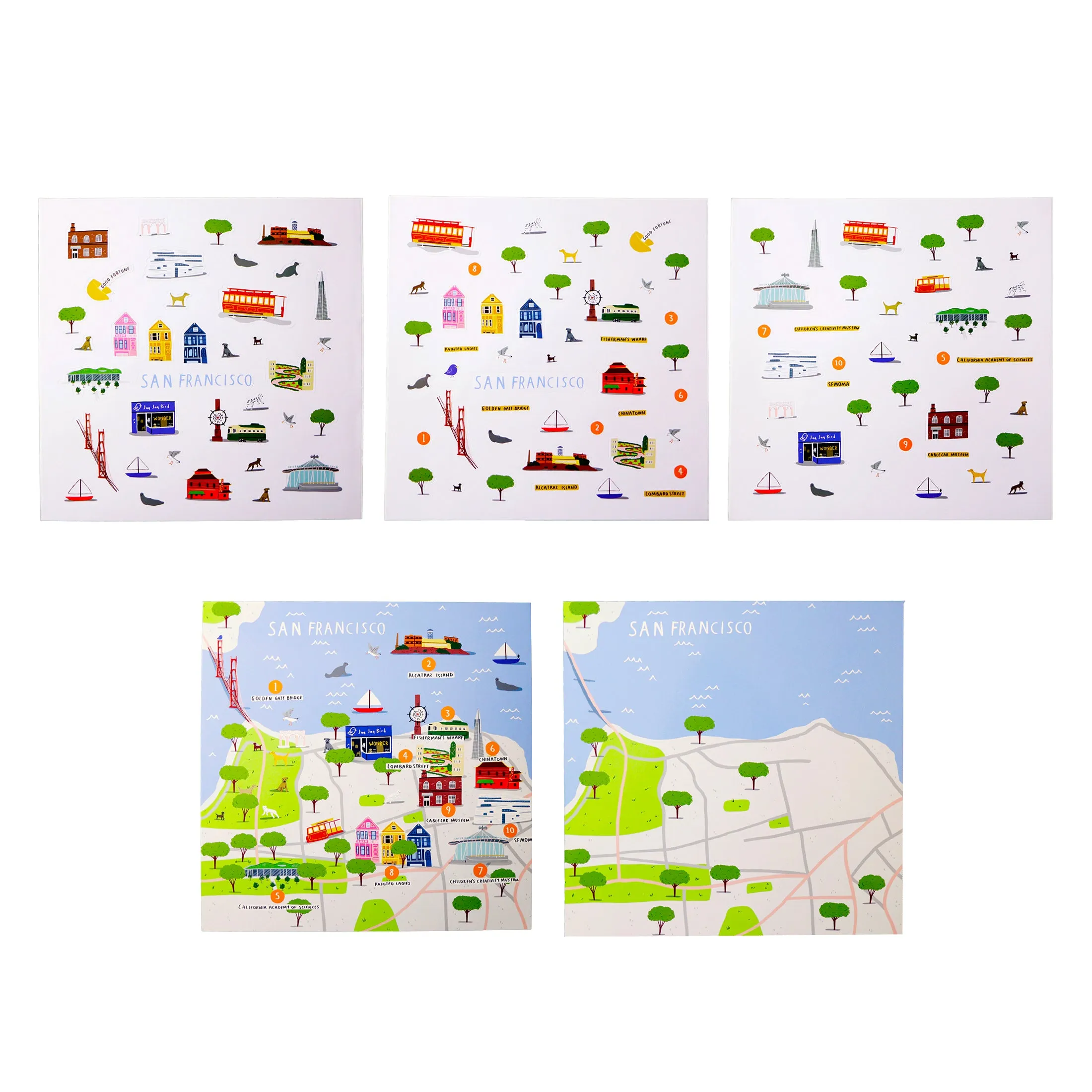 San Francisco Waterproof Stickers Activity Set Reusable Map Guide
